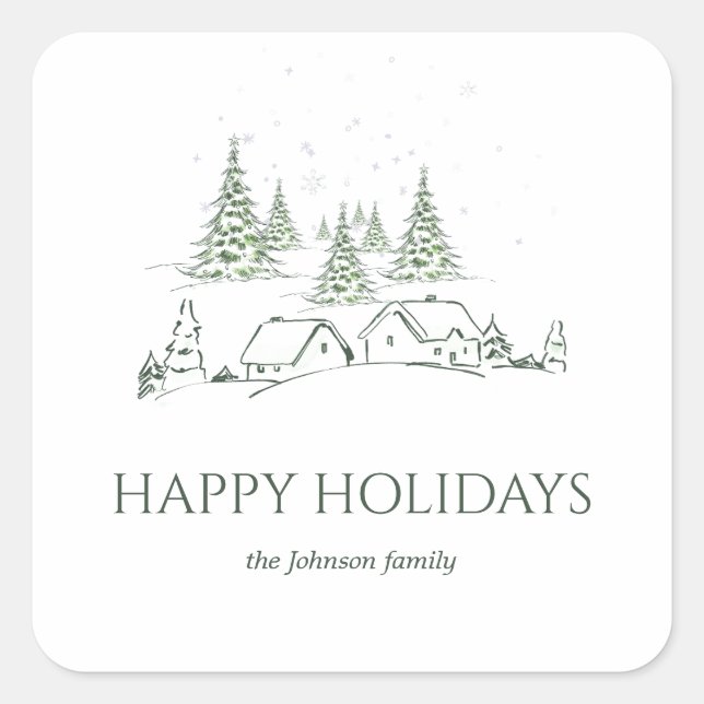 Adesivo Quadrado Vila Snowy de Natal (Frente)