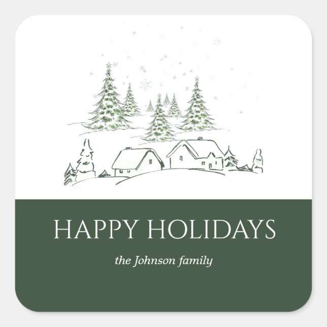 Adesivo Quadrado Vila Snowy de Natal (Frente)