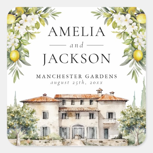 Adesivo Quadrado Vilas Italianas Limões & Azeitonas (Frente)