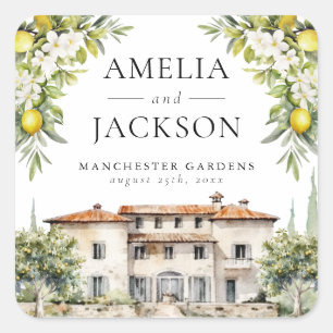 Adesivo Quadrado Vilas Italianas Limões & Olivas