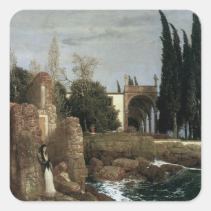 Adesivo Quadrado Villa By Sea by Arnold Bocklin, Symbolism Art