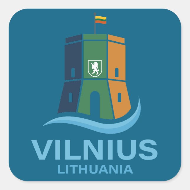 Adesivo Quadrado Vílnius Lituânia (Frente)