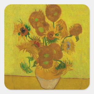 Adesivo Quadrado vincent van gogh 15 sunflower vase painting