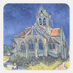 Adesivo Quadrado Vincent van Gogh   a igreja no Auvers-sur-Oise
