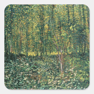 Adesivo Quadrado Vincent van Gogh Árvores e Subcrescimento, 1887