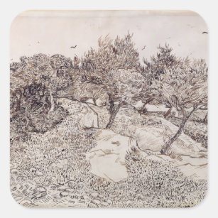 Adesivo Quadrado Vincent van Gogh   as oliveiras