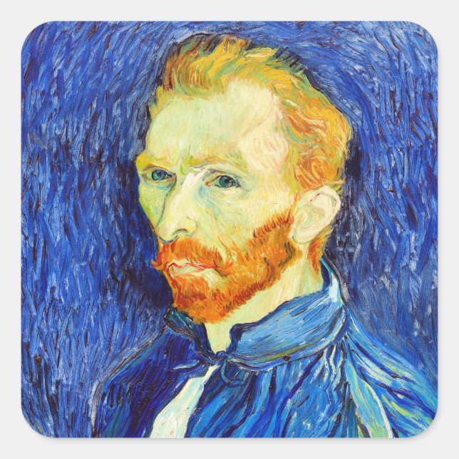 Adesivo Quadrado Vincent van Gogh - Autorretrato, 1889, (Frente)