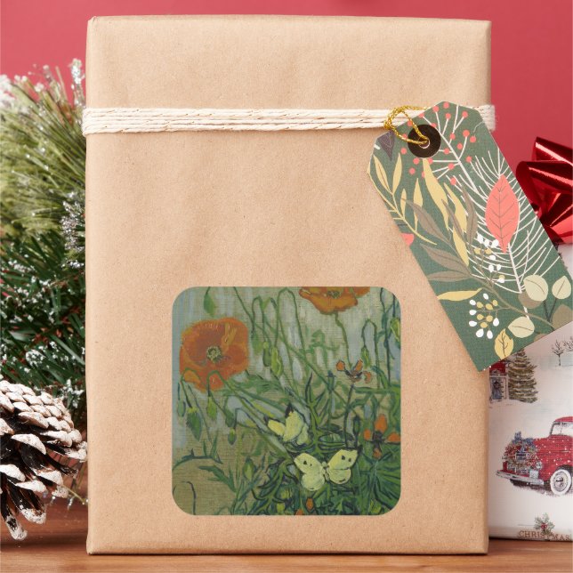 Adesivo Quadrado Vincent van Gogh - Borboletas e papagaios (Feriado)