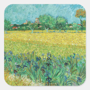 Adesivo Quadrado Vincent van Gogh - Campo com Íris perto de Arles