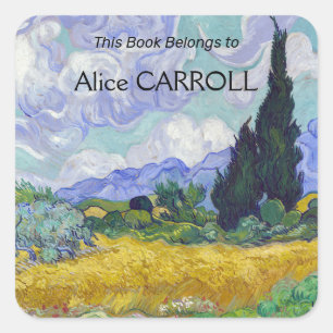 Adesivo Quadrado Vincent Van Gogh - Campo de Trigo com Cipras