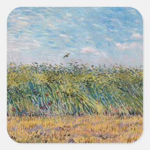 Adesivo Quadrado Vincent van Gogh - Campo de Trigo com uma Cotovia
