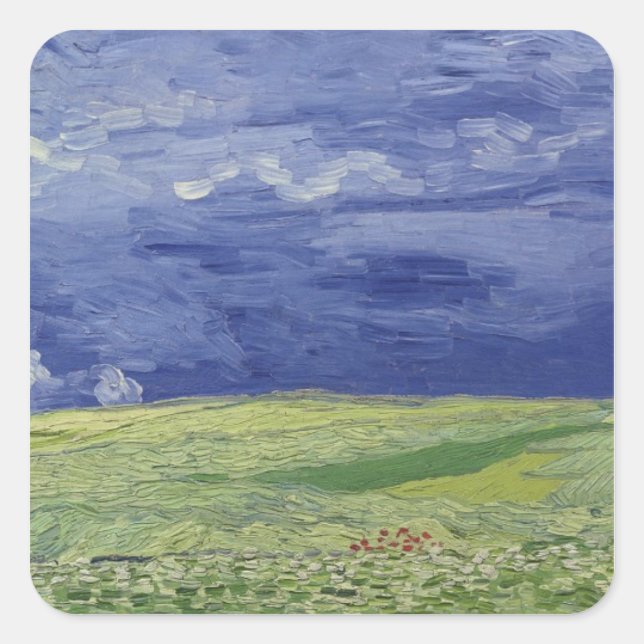 Adesivo Quadrado Vincent van Gogh | Campos de rodas em Thundercloud (Frente)