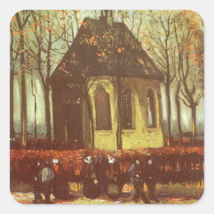 Adesivo Quadrado Vincent van Gogh - Capela em Nuenen, Fieis