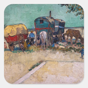 Adesivo Quadrado Vincent Van Gogh - Caravanas, Campo de Ciganos per