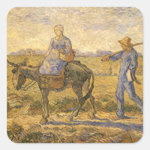 Adesivo Quadrado Vincent van Gogh - Casal camponês indo trabalhar