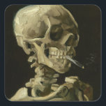 Adesivo Quadrado Vincent Van Gogh Chefe de Esqueleto com Cigarro<br><div class="desc">Vincent Van Gogh - Chefe de Um Esqueleto com a obra de arte de queimar cigarros.</div>