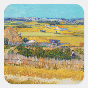 Adesivo Quadrado Vincent van Gogh - Colheita em La Crau