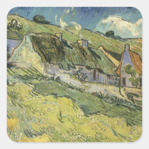 Adesivo Quadrado Vincent van Gogh - Cottages Thatcher