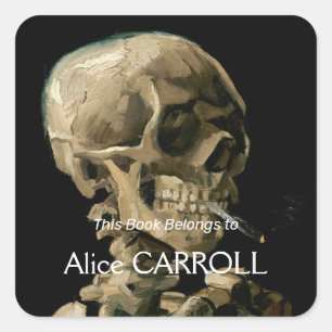 Adesivo Quadrado Vincent van Gogh - Crânio com cigarro queimado