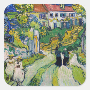 Adesivo Quadrado Vincent van Gogh - Escadaria em Auvers