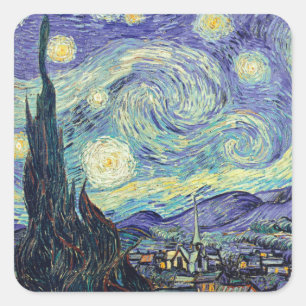 Adesivo Quadrado Vincent Van Gogh Na Noite Estrelada
