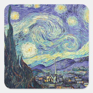 Adesivo Quadrado Vincent Van Gogh Na Noite Estrelada