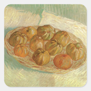 Adesivo Quadrado Vincent van Gogh - Natureza Morta Cesto de Maçãs
