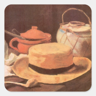 Adesivo Quadrado Vincent van Gogh - Natureza Morta com Chapéu de Pa