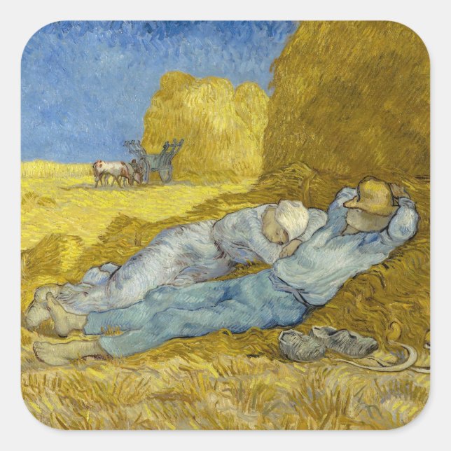 Adesivo Quadrado Vincent Van Gogh - Noon, Descanse do trabalho / Si (Frente)
