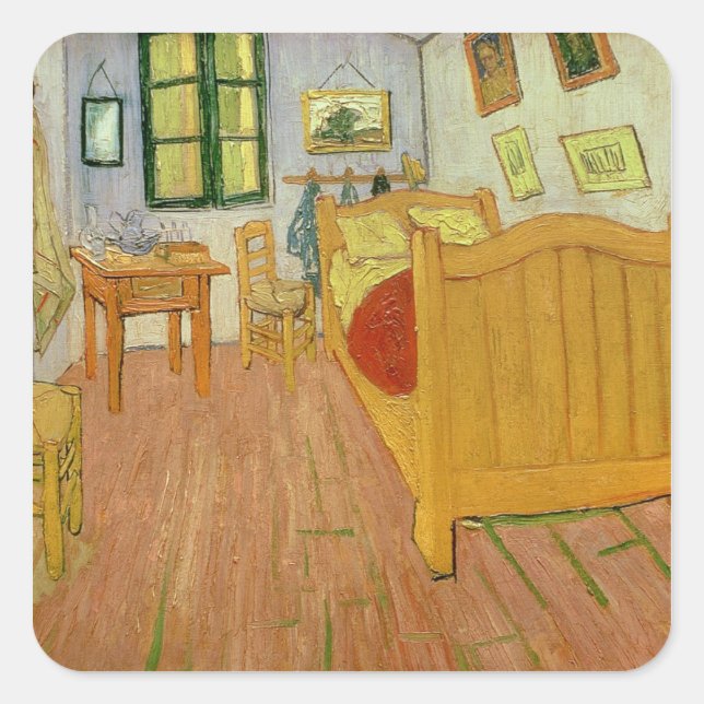 Adesivo Quadrado Vincent van Gogh | O Quarto, 1888 (Frente)