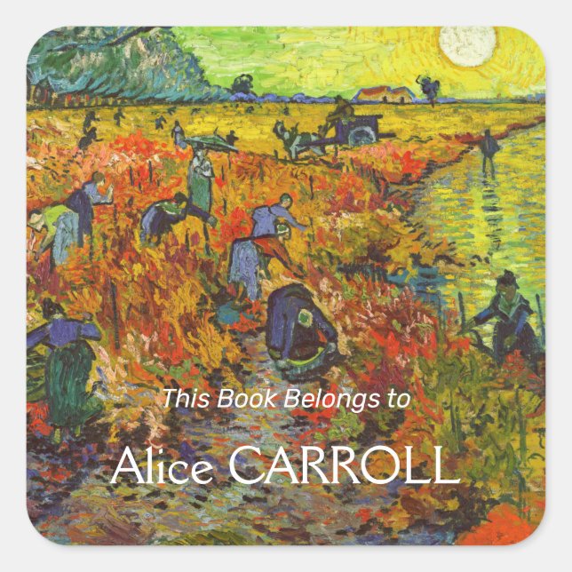 Adesivo Quadrado Vincent van Gogh - O Vineyard Vermelho (Frente)