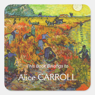 Adesivo Quadrado Vincent van Gogh - O Vineyard Vermelho