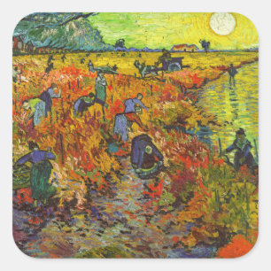 Adesivo Quadrado Vincent van Gogh - O Vinhedo Vermelho