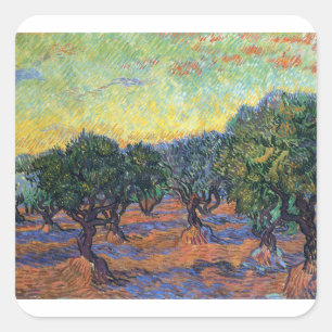 Adesivo Quadrado Vincent Van Gogh Olive Grove Impressionismo Arte