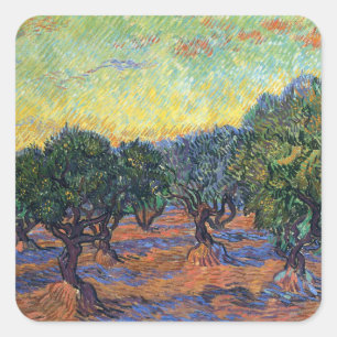 Adesivo Quadrado Vincent Van Gogh Olive Grove Impressionismo Arte