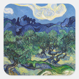 Adesivo Quadrado Vincent van Gogh - Oliveiras com os Alpilles