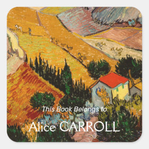 Adesivo Quadrado Vincent van Gogh - Paisagem, Casa e Plowman