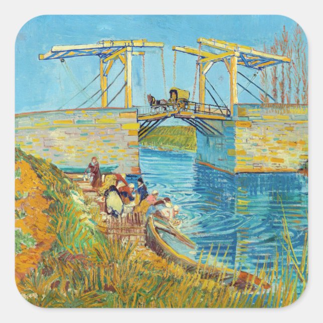 Adesivo Quadrado Vincent van Gogh - Ponte Langlois em Arles #1 (Frente)