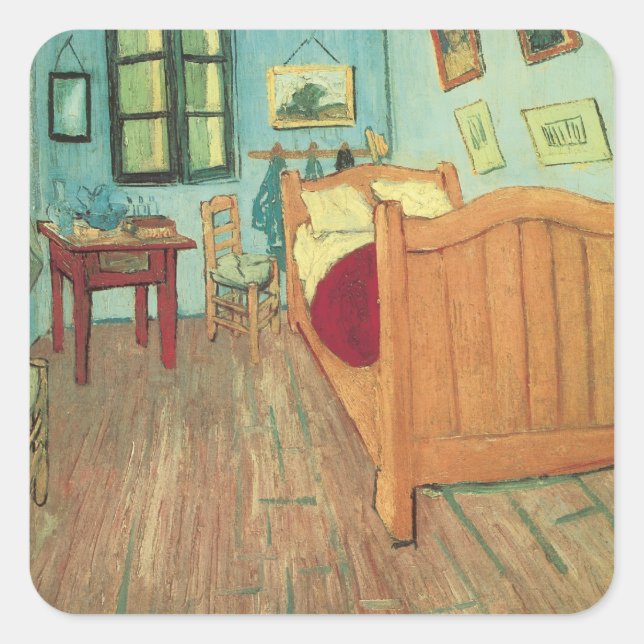 Adesivo Quadrado Vincent van Gogh - Quarto de Vincent em Arles (Frente)