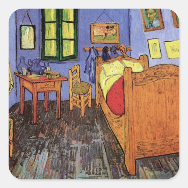 Adesivo Quadrado Vincent van Gogh - Quarto de Vincent em Arles (Frente)