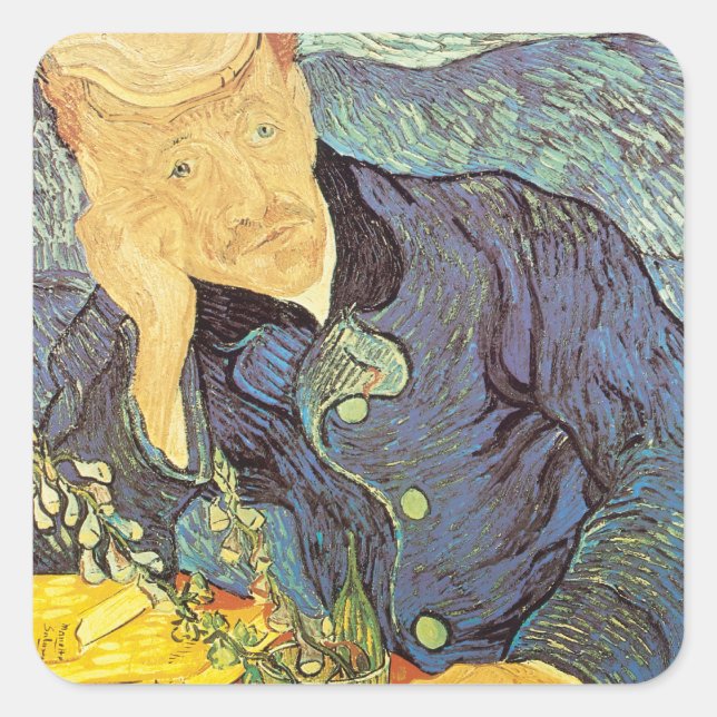 Adesivo Quadrado Vincent van Gogh - Retrato do Dr. Gachet (Frente)