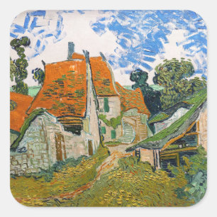 Adesivo Quadrado Vincent van Gogh - Rua em Auvers-sur-Oise