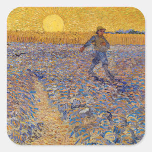 Adesivo Quadrado Vincent van Gogh - Semeador com Sol Poente