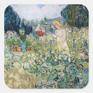Adesivo Quadrado Vincent van Gogh - Senhorita Gachet em seu Jardim