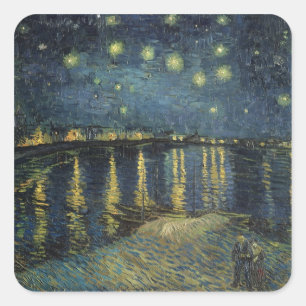 Adesivo Quadrado Vincent van Gogh   Starry Night Over the Rhone