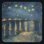 Adesivo Quadrado Vincent van Gogh | Starry Night Over the Rhone<br><div class="desc">Número da Coleção de Imagens: XIR60960 The Starry Night,  1888 (óleo na canvas). Gogh,  óleo Vincent van (1853-1890) na canvas. Musee d'Orsay,  Paris,  France Giraudon. 1888</div>