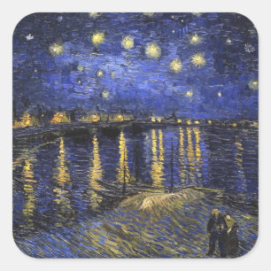 Adesivo Quadrado Vincent Van Gogh Starry Night Sobre O Ródano
