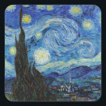 Adesivo Quadrado Vincent Van Gogh Starry Night Vintage Fine Art<br><div class="desc">Vincent Van Gogh Starry Night Vintage Fine Art Square Sticker</div>