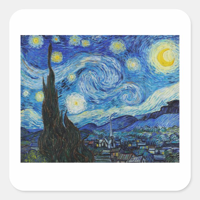 ADESIVO QUADRADO VINCENT VAN GOGH "STARRY NOITE ENVELOPE SEAL" (Frente)