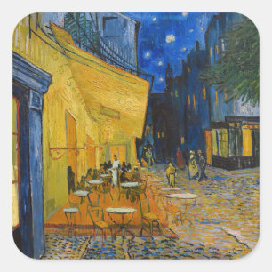 Adesivo Quadrado Vincent van Gogh - Terraço do Café à Noite